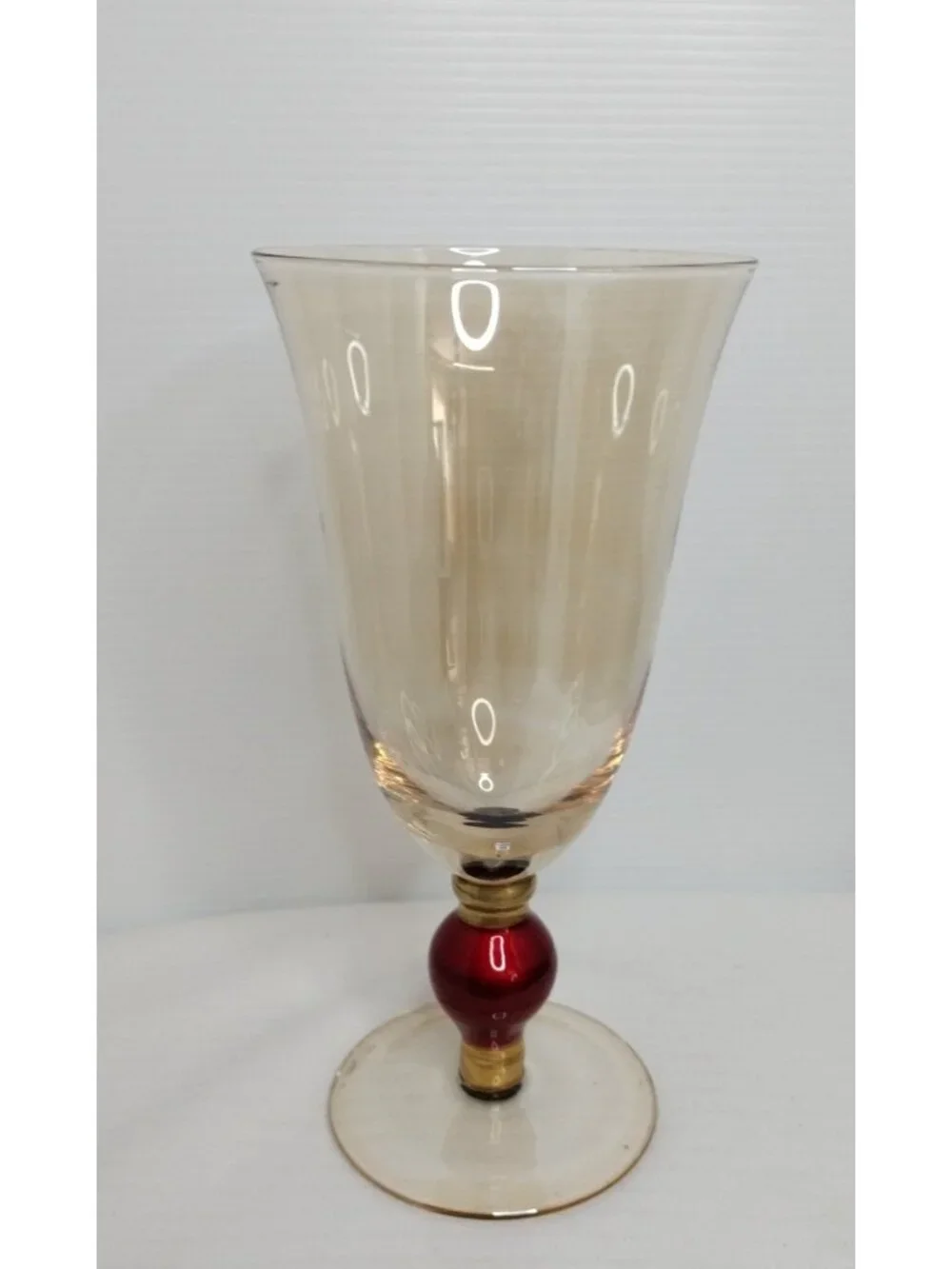 Slant Aristocrat Elegant Gold Tone Ruby Stem Beverage Glass 8